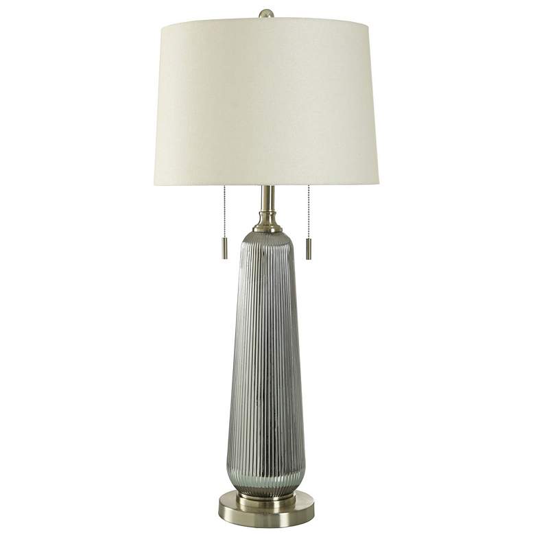 Image 1 Lumi Silver 36.5 inch High Silver Ribbed Glass Table Lamp