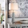 1_Lumi Silver 36.5" High Silver Ribbed Glass Table Lamp