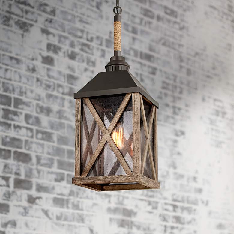 Image 1 Lumiere 9 1/2" Wide Weathered Oak Mini Pendant