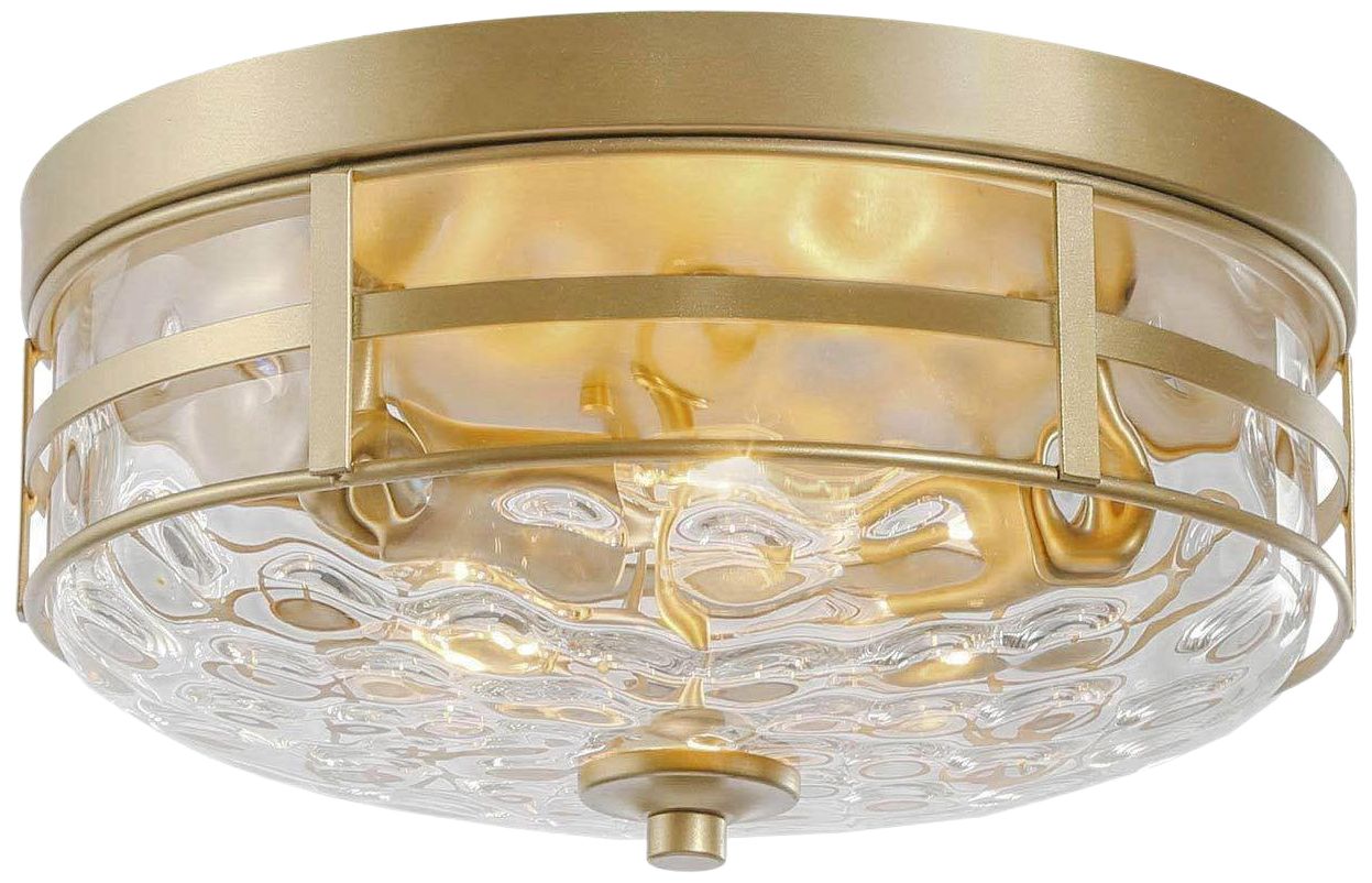 Thumbnail1 of Lumina 12.6"W Modern Gold 3-Light Drum Water Glass Flush Mount