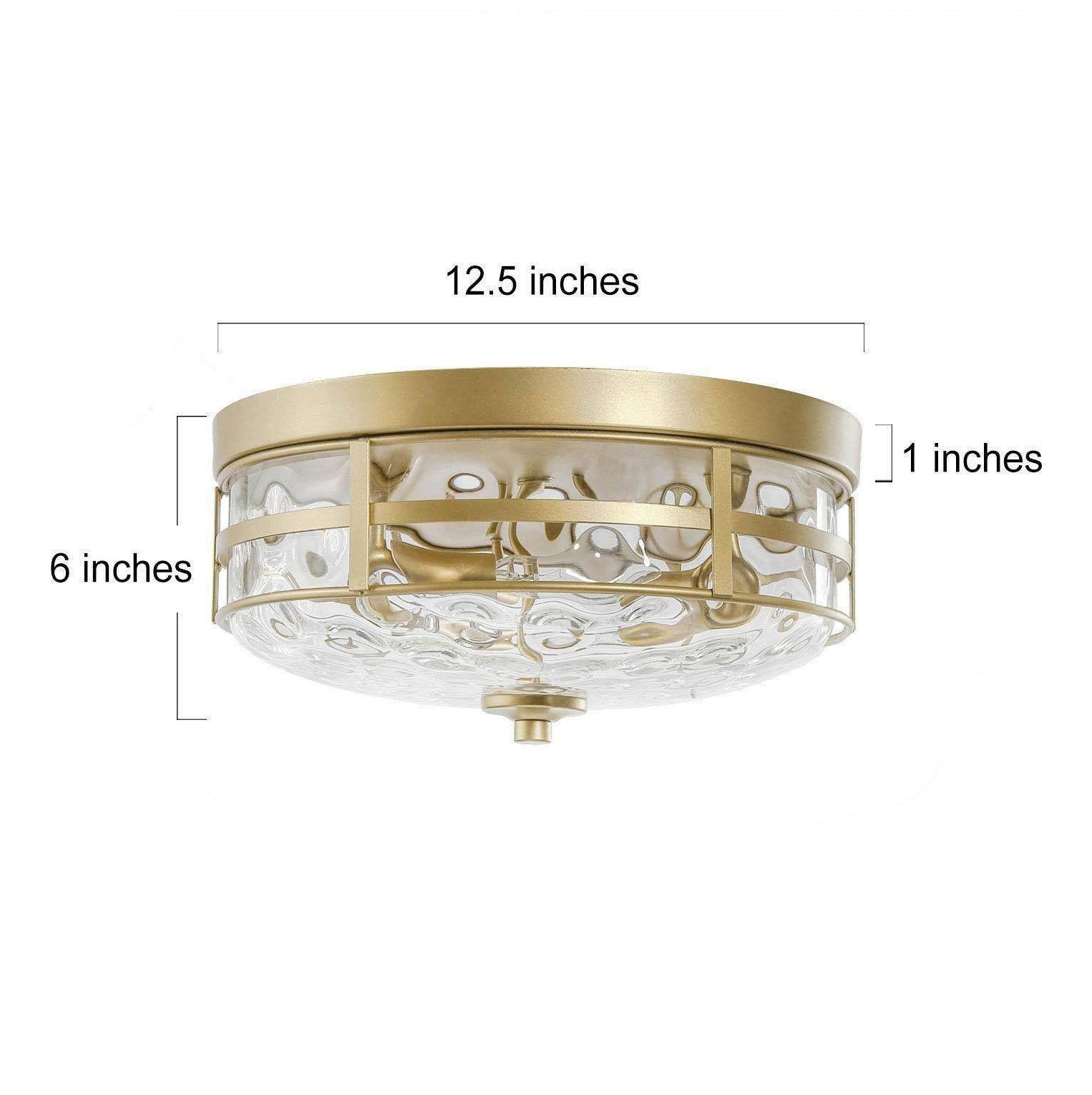 Thumbnail2 of Lumina 12.6"W Modern Gold 3-Light Drum Water Glass Flush Mount more views