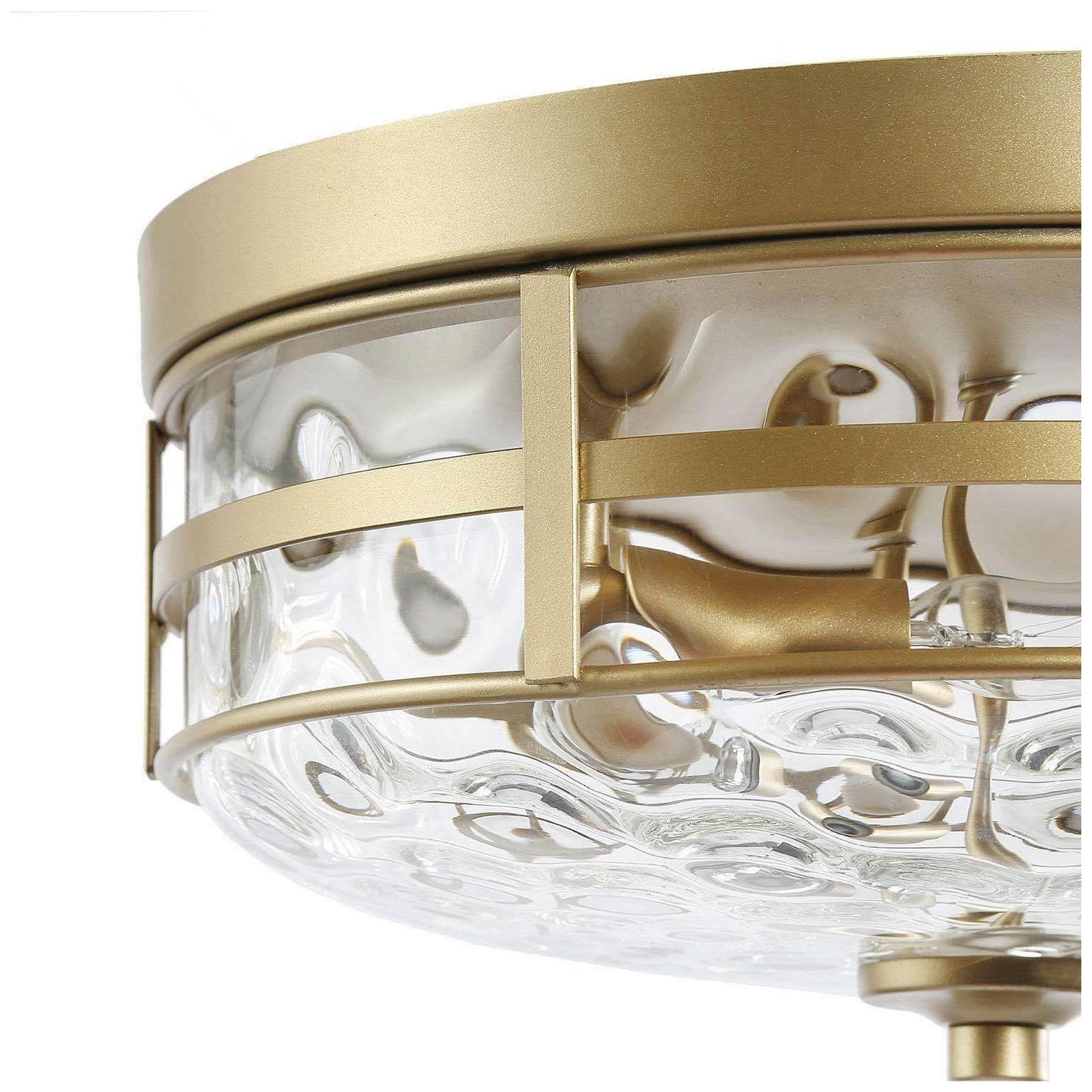 Thumbnail3 of Lumina 12.6"W Modern Gold 3-Light Drum Water Glass Flush Mount more views