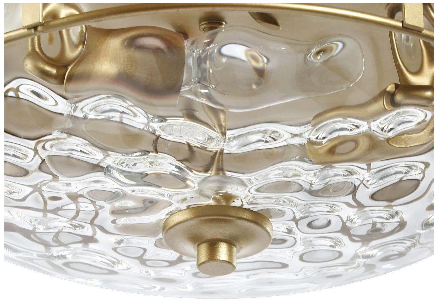 Thumbnail4 of Lumina 12.6"W Modern Gold 3-Light Drum Water Glass Flush Mount more views