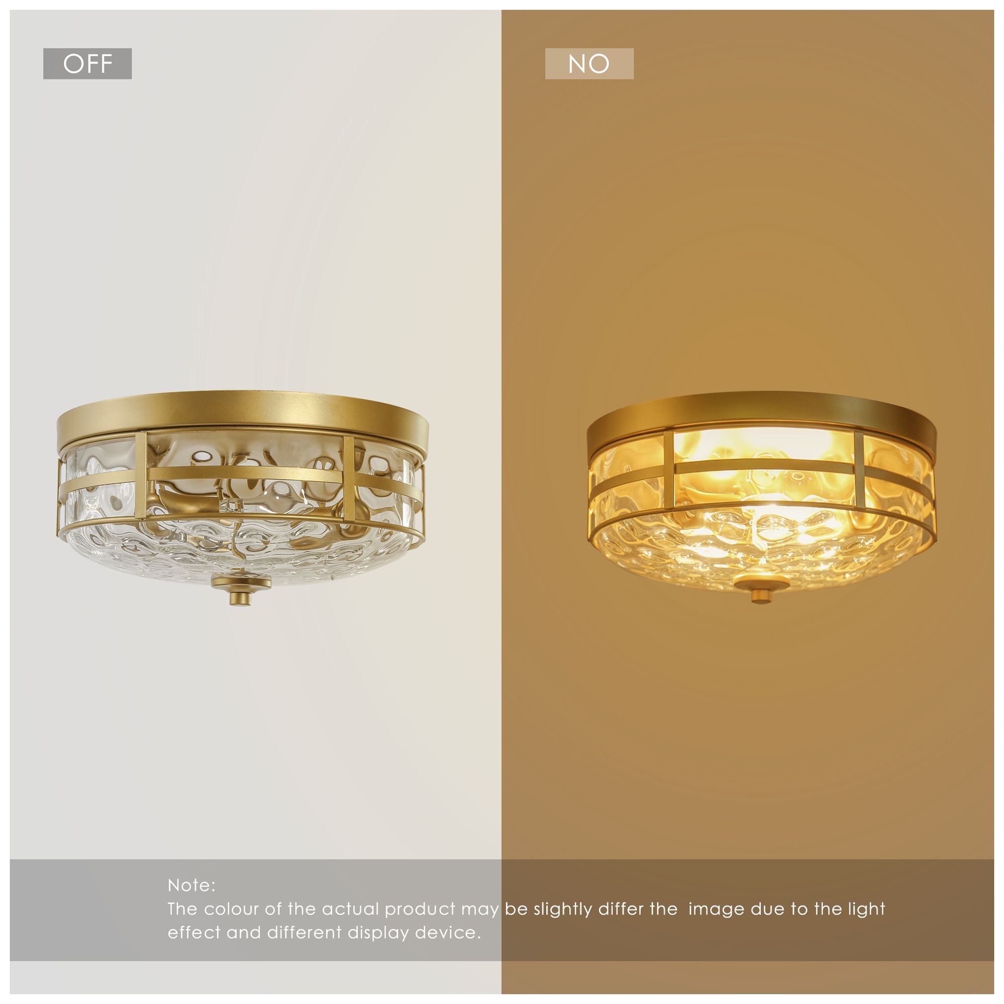 Lumina 12.6"W Modern Gold 3-Light Drum Water Glass Flush Mount