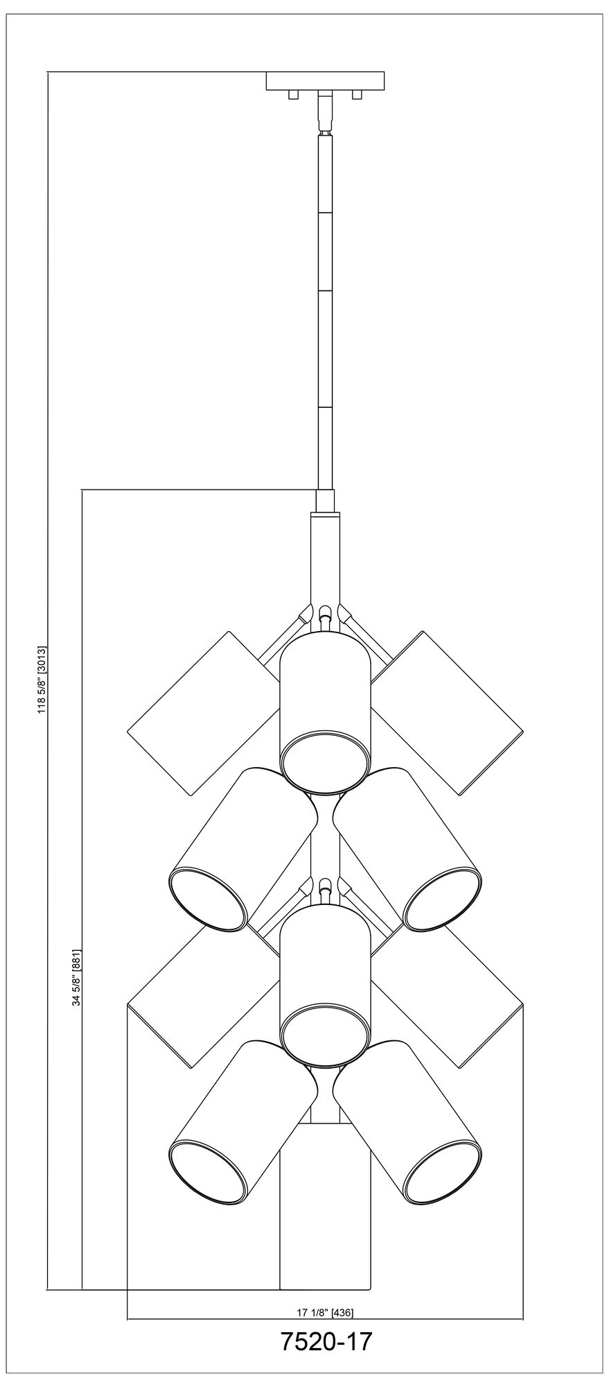 Lumina by Z-Lite Matte Black 17 Light Chandelier