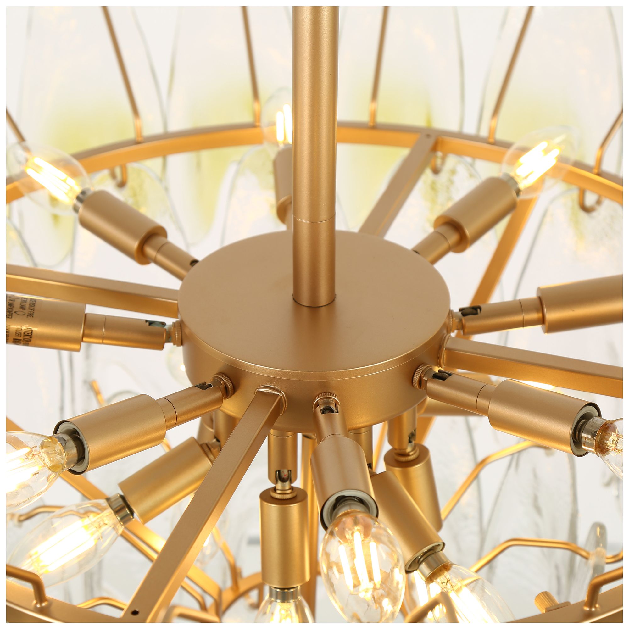 Image 3 Lumina Modern Gold 33.5" Clear & Green Glass 17-Light Tiered Chandelier more views
