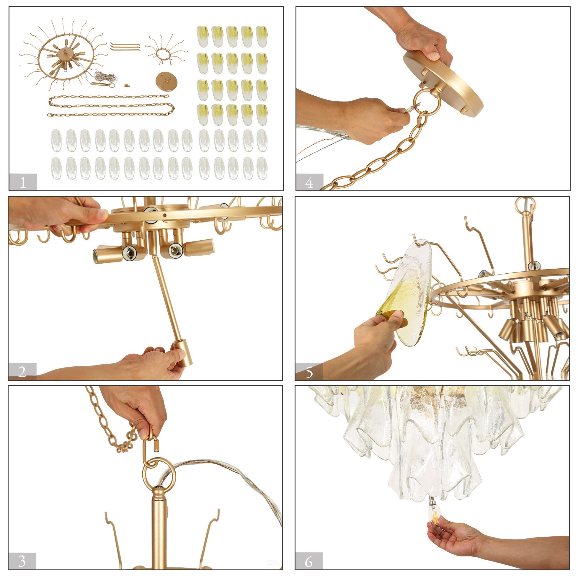 Image 4 Lumina Modern Gold 33.5" Clear & Green Glass 17-Light Tiered Chandelier more views