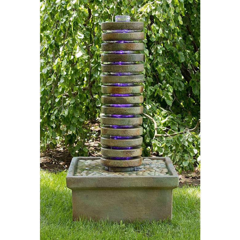 Image 1 Luminaire Round 57 1/2" Modern Fountain with LED Light Show