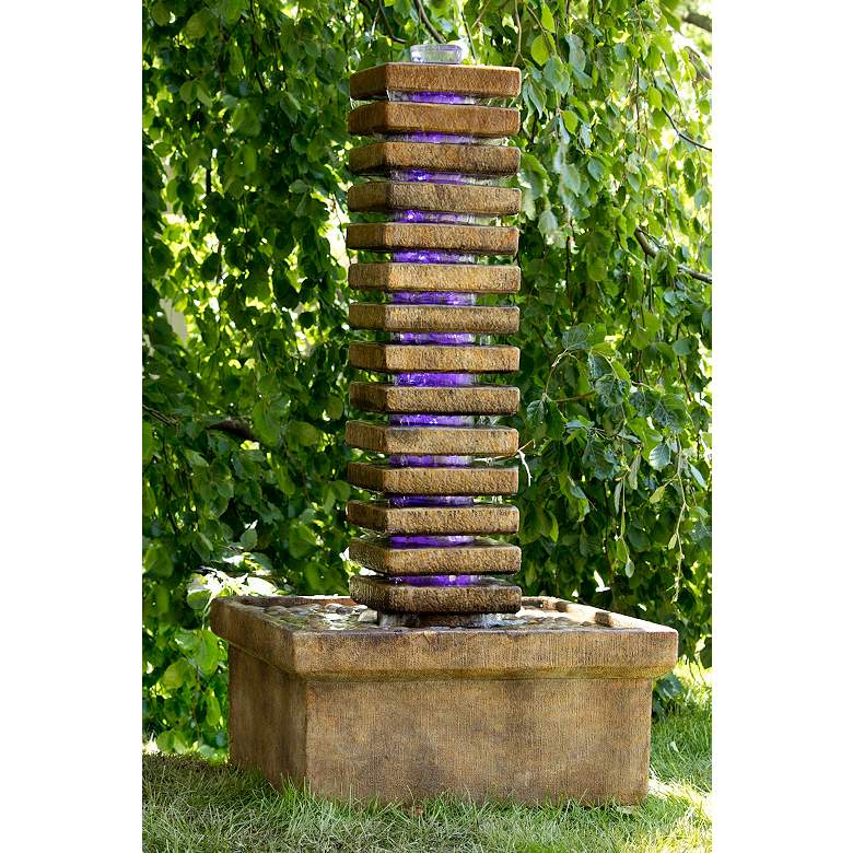 Image 1 Luminaire Square 57 1/2 inch Modern Fountain with LED Light Show
