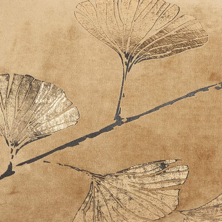 Image 4 Luminescence Beige Gold Metallic Fan Flower 20" x 14" Pillow more views