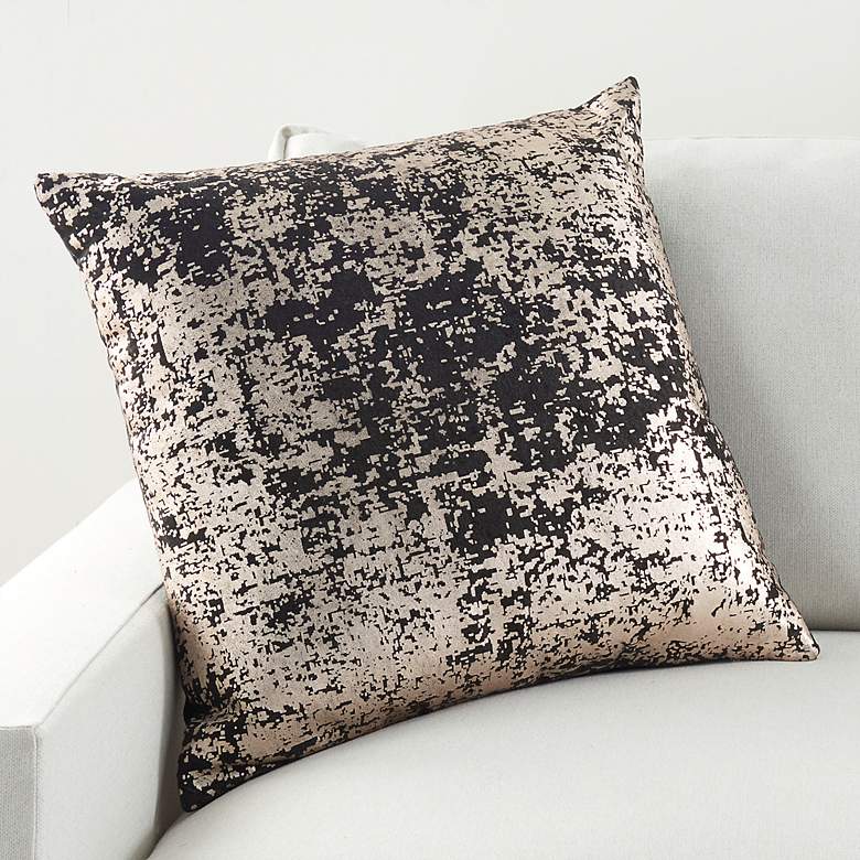 Image 1 Luminescence Black Gold Abstract 20" Square Throw Pillow