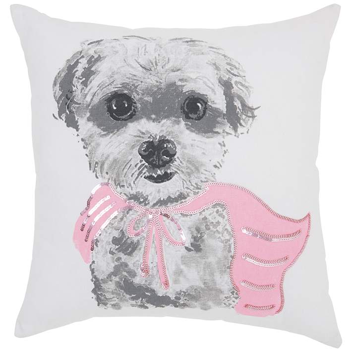 White And Pink Super Pup Throw Pillow White And Pink Super Pup Throw Pillow