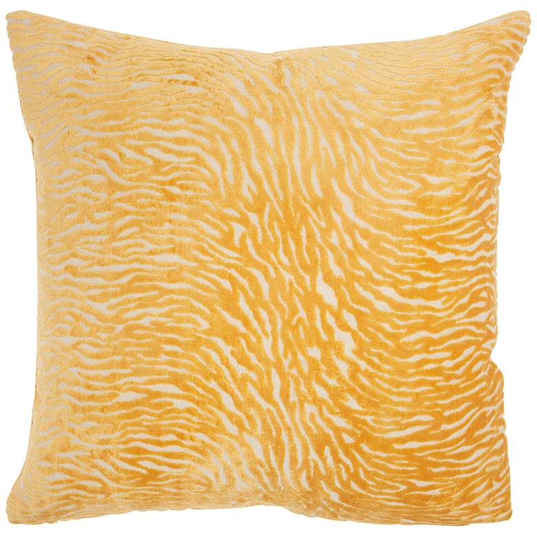 Image 2 Luminescence Yellow Metallic Zebra 20" Square Throw Pillow