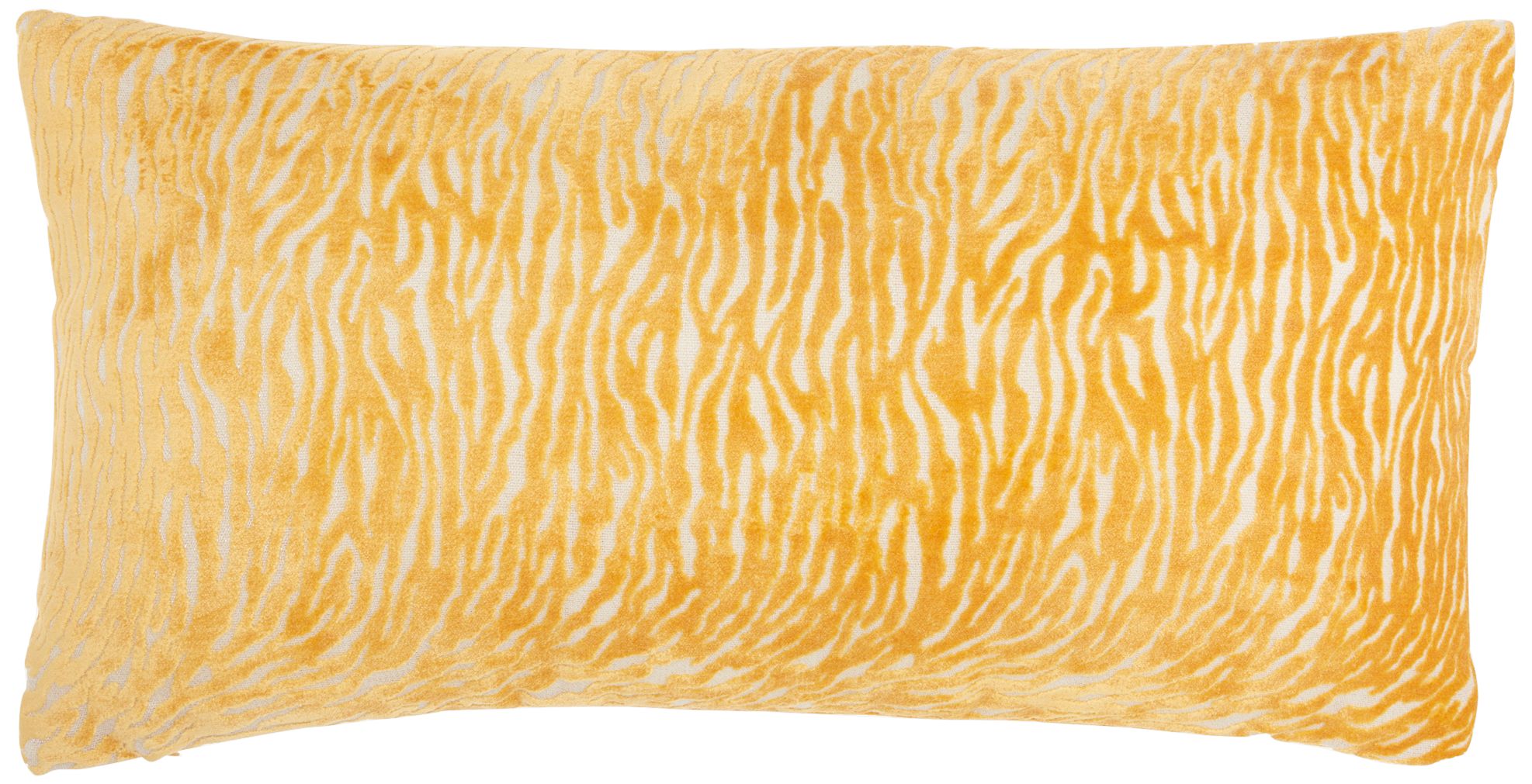 Luminescence Yellow Metallic Zebra 24"x12" Throw Pillow
