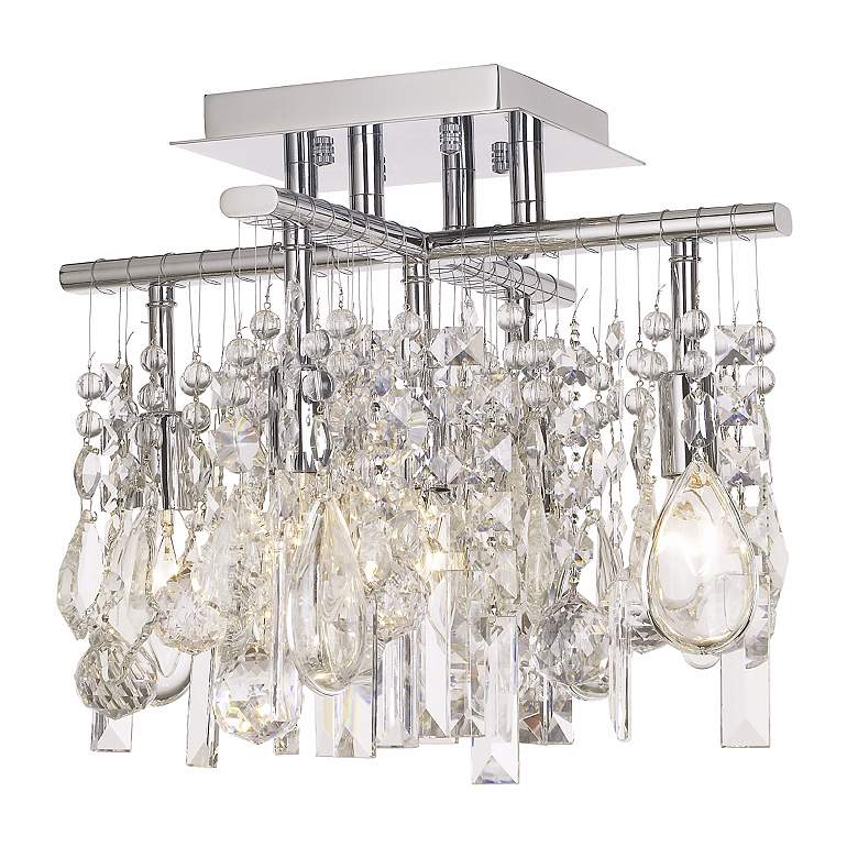Image 1 Luminous 14" Wide Semi-Flushmount Crystal Light