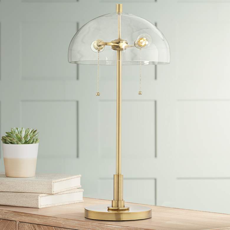 Image 1 Luminous Antique Brass with Clear Dome Shade Table Lamp