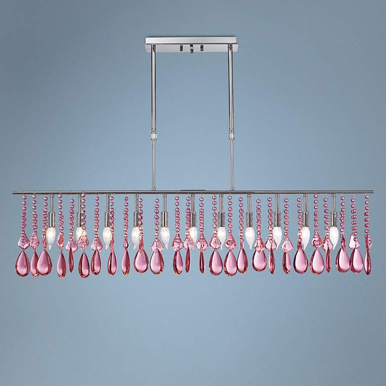Image 1 Luminous Collection 48 inch Wide Pink Crystal Chandelier