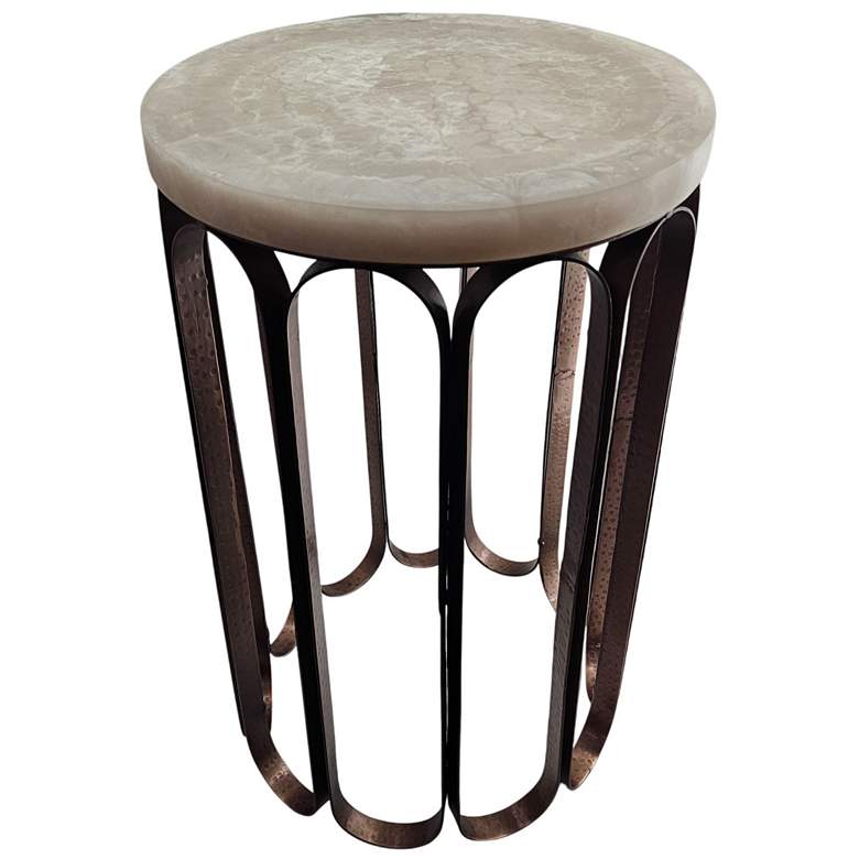 Image 2 Luminous Glow Resin Top and Metal Base Side Table - Antique Copper