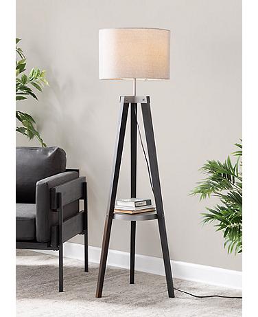 Lumisource Compass 58 1/2" High Black Tripod Base Shelf Floor Lamp