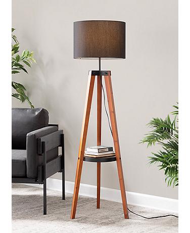 Lumisource Compass 58 1/2" High Wood Tripod Base Shelf Floor Lamp