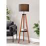 1_Lumisource Compass 58 1/2" High Wood Tripod Base Shelf Floor Lamp