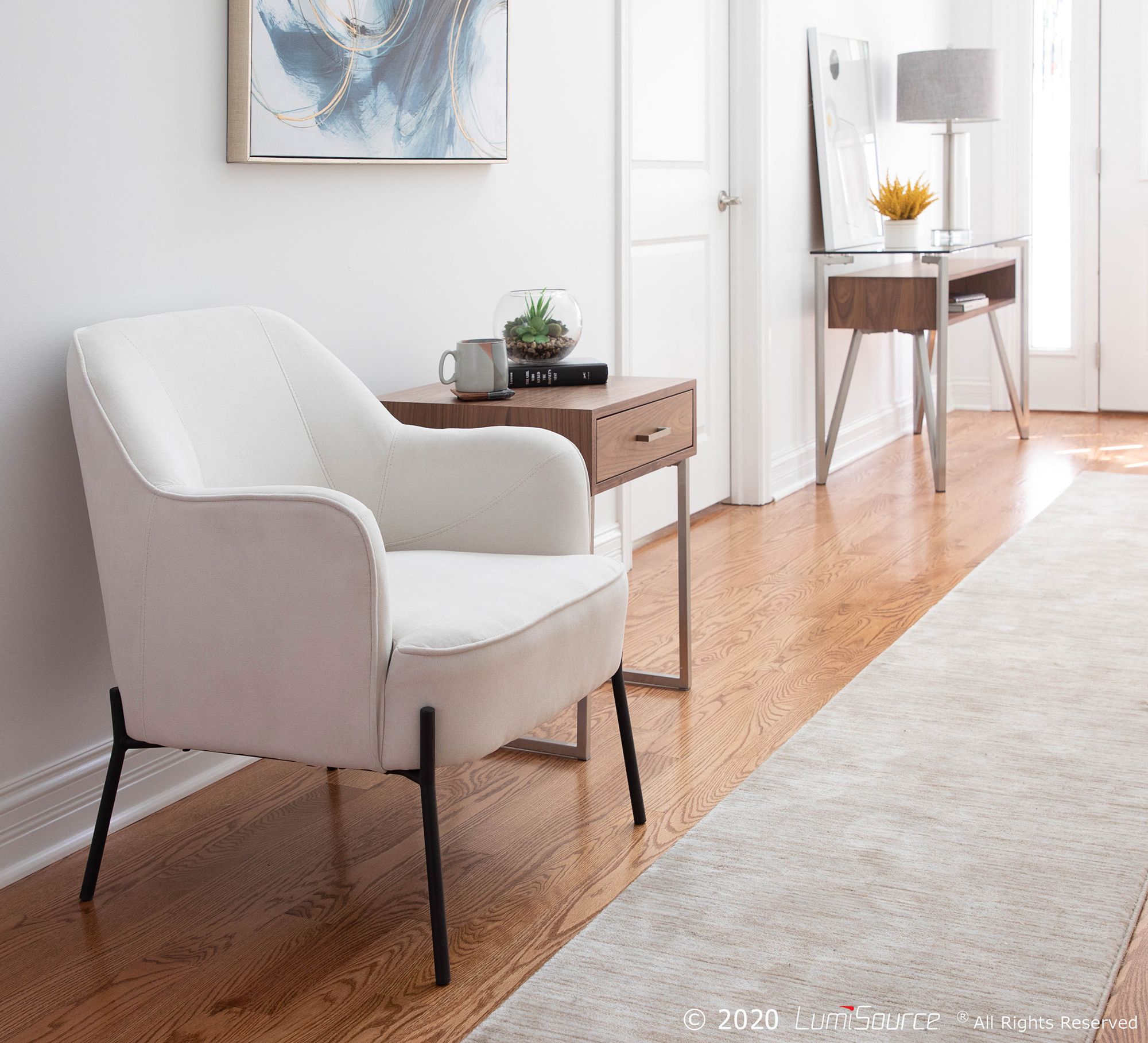 LumiSource Daniella 25 1/2" Wide Modern Cream Fabric Accent Chair in scene