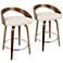 Lumisource Grotto 29 3/4" Cream Faux Leather Counter Stools Set of 2