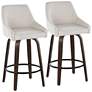 2_LumiSource Hannah 27" Walnut and Cream Swivel Counter Stools Set of 2