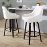 1_LumiSource Hannah 27" Walnut and Cream Swivel Counter Stools Set of 2