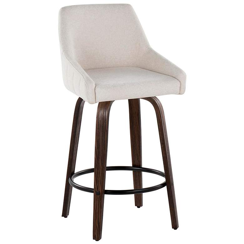 Image 3 LumiSource Hannah 27" Walnut and Cream Swivel Counter Stools Set of 2 more views