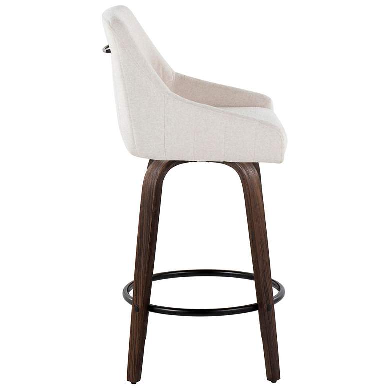 Image 4 LumiSource Hannah 27" Walnut and Cream Swivel Counter Stools Set of 2 more views