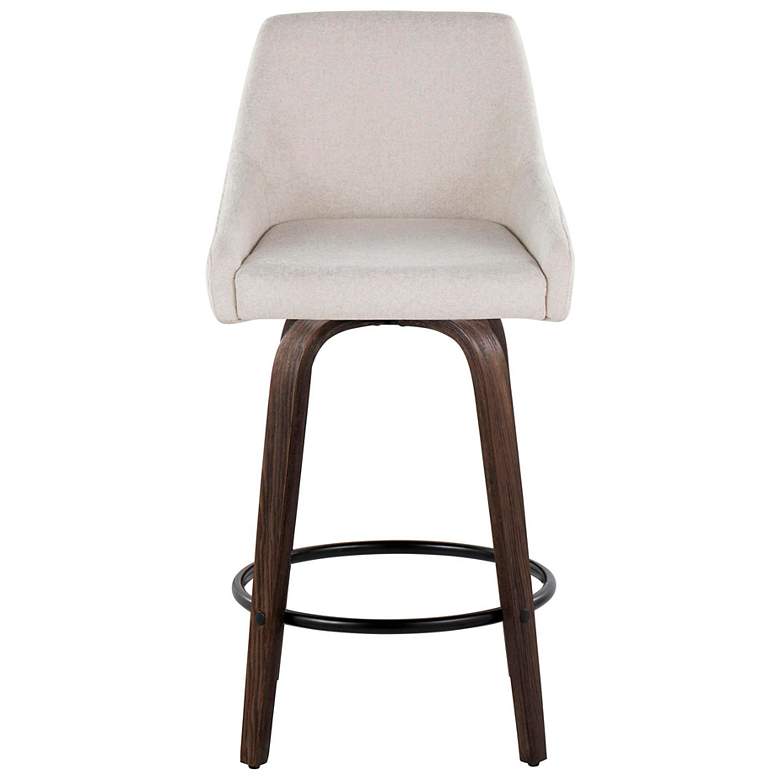 Image 7 LumiSource Hannah 27" Walnut and Cream Swivel Counter Stools Set of 2 more views