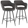 2_Lumisource Margarite 26" Grey Faux Leather Counter Stools Set of 2