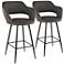 Lumisource Margarite 26" Grey Faux Leather Counter Stools Set of 2
