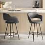1_Lumisource Margarite 26" Grey Faux Leather Counter Stools Set of 2