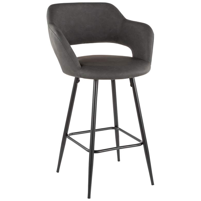 Image 3 Lumisource Margarite 26" Grey Faux Leather Counter Stools Set of 2 more views