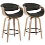 2_LumiSource Symphony Grey and Black Swivel Counter Height Stools Set of 2