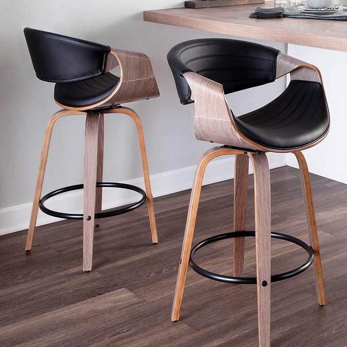 LumiSource Symphony Grey and Black Swivel Counter Height Stools