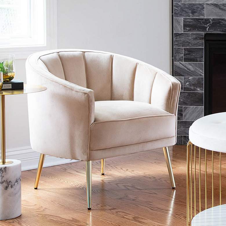 Image 2 LumiSource Tania 30" Wide Modern Champagne Velvet Tufted Accent Chair