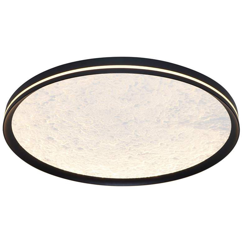 Image 1 Luna 11.81" Wide Black Flush Mount w/ Textured Clear Shade