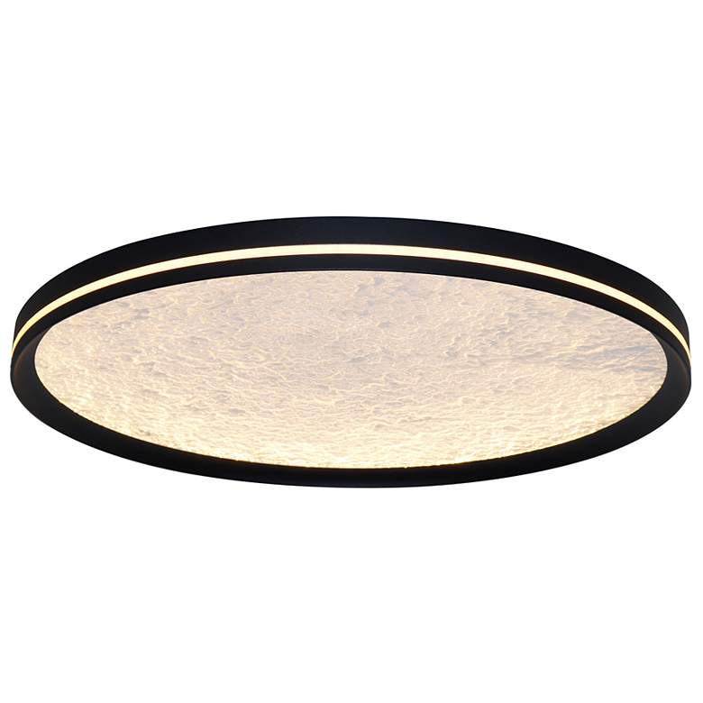 Image 2 Luna 11.81" Wide Black Flush Mount w/ Textured Clear Shade more views