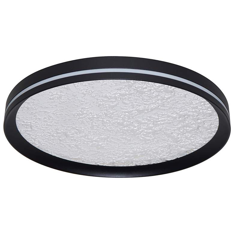 Image 5 Luna 11.81" Wide Black Flush Mount w/ Textured Clear Shade more views
