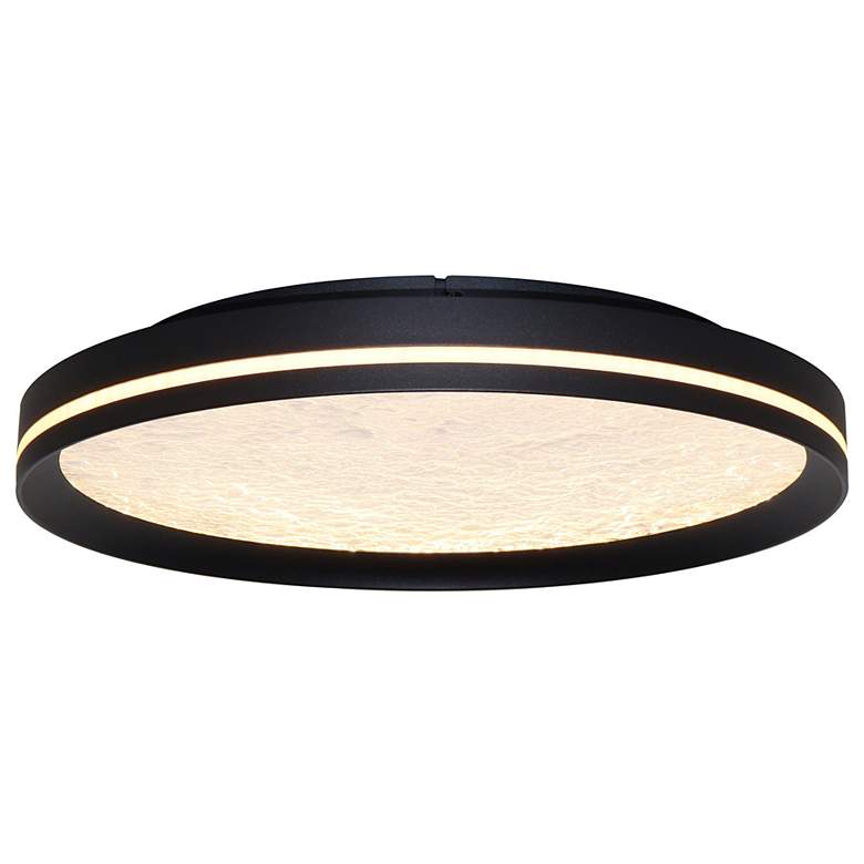 Image 6 Luna 11.81" Wide Black Flush Mount w/ Textured Clear Shade more views