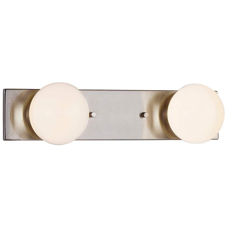 Image 2 Luna 14 inch Wide Brushed Nickel 2-Light LED Bath Light