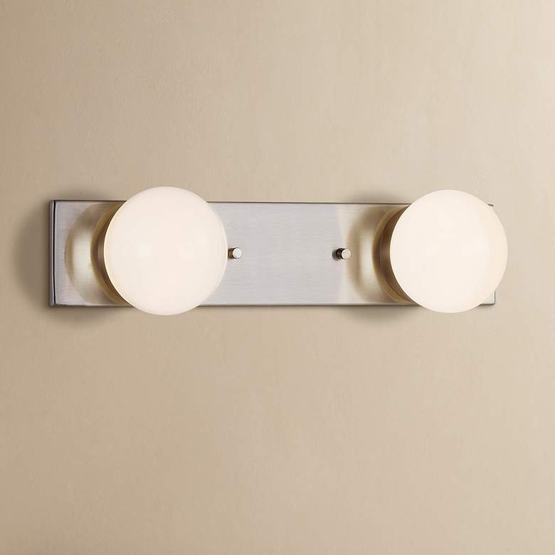 Image 1 Luna 14" Wide Brushed Nickel 2-Light LED Bath Light