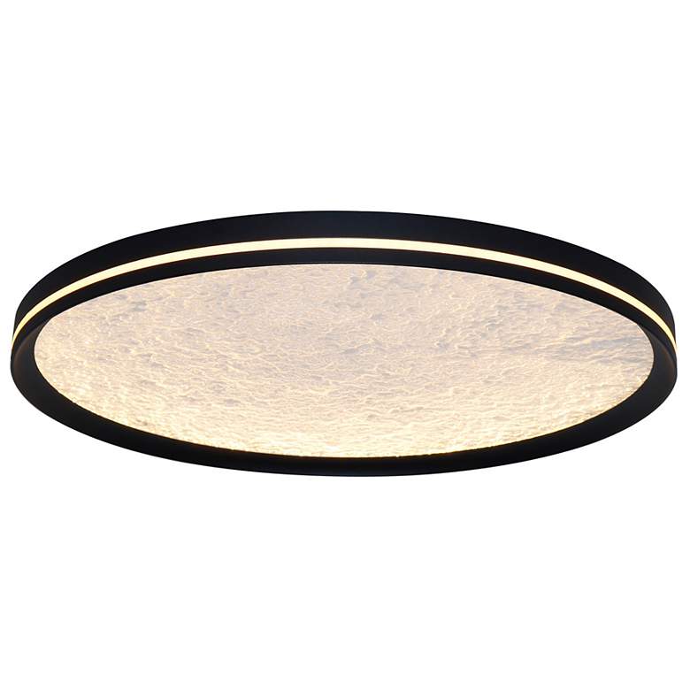 Image 2 Luna 15.75" Wide Black Flush Mount w/ Textured Clear Shade more views