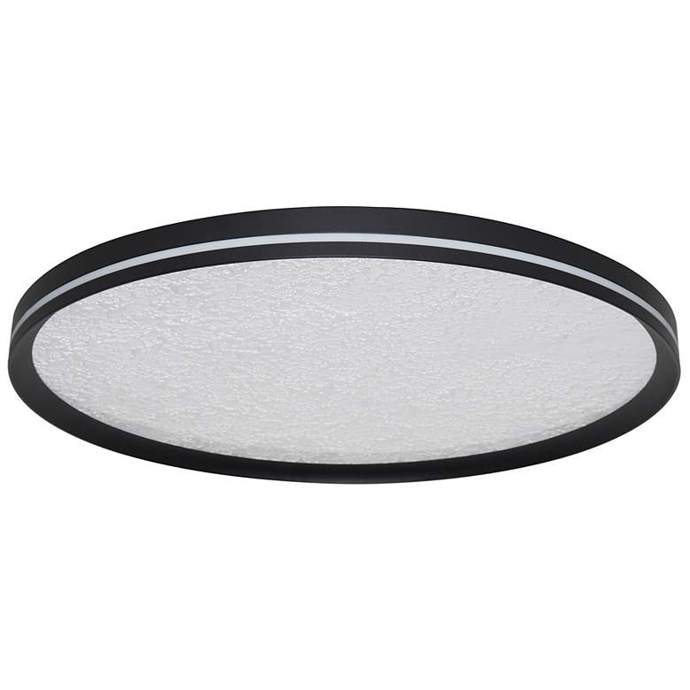 Image 3 Luna 15.75" Wide Black Flush Mount w/ Textured Clear Shade more views