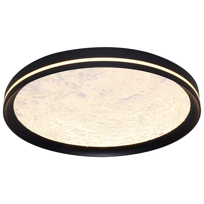 Image 4 Luna 15.75" Wide Black Flush Mount w/ Textured Clear Shade more views