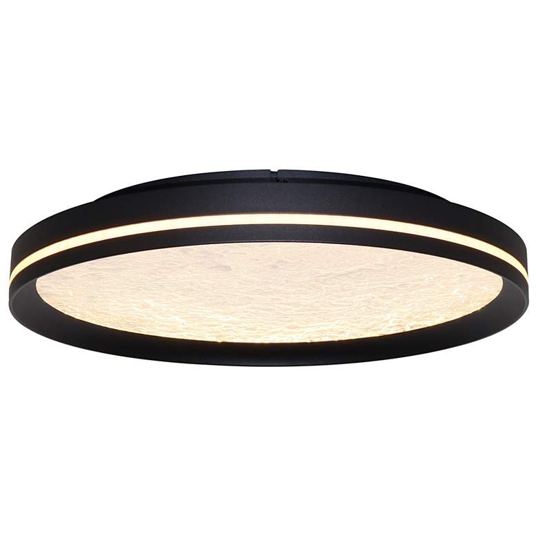 Image 6 Luna 15.75" Wide Black Flush Mount w/ Textured Clear Shade more views