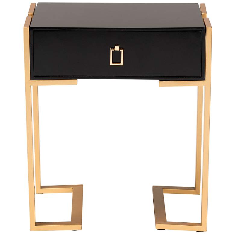 Image 4 Luna 19" Wide Black and Gold 1-Drawer End Table more views